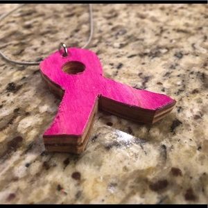 Skateboard Breast Cancer Ribbon Necklace
